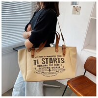 Big bag 2021 new women's bag Korean style fashion canvas bag trendy letter shoulder bag large capacity crossbody handbag