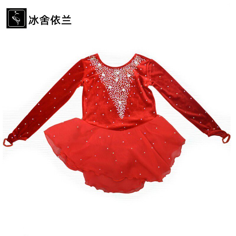 Bingshe Yilan figure skating diamond-encrusted skirt roller skating performance clothing test grade competition clothing women's Costen custom