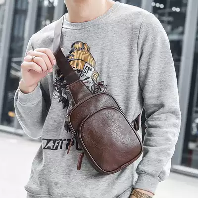 Chest bag new Korean version of business casual crossbody bag men's trend PU leather chest bag street fashion small shoulder bag