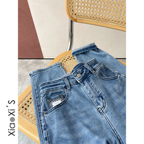 Little Shijia) Harun jeans Childrens spring and autumn 2022 new high waist loose radish old daddy thin and small