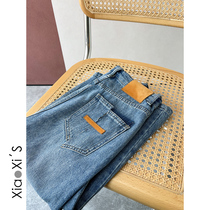 Xiaohijia) open fork female 2022 spring and summer new casual display slim fit high waist 100 hitch long and half body denim dress