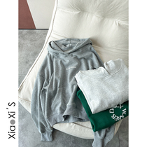 Little Hijijia) l2022 years Spring Alphabet new Lianhood headsets The Korean version of the womens clothing small jacket loose blouses