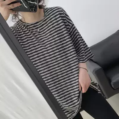 Xiaixijia ~ smooth and smooth summer Korean style Joker simple casual round neck short sleeve stripe inner shirt T-shirt tide girl