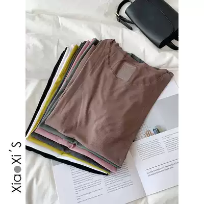 Xiao Xi Jia) short sleeve 2021 new spring and summer women's T-shirt solid color round neck loose base shirt women's top