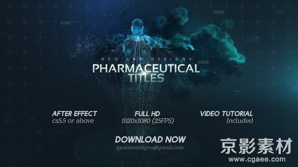 AE模板-抽象网格人像标题展示片头 Pharmaceutical Titles 26236401