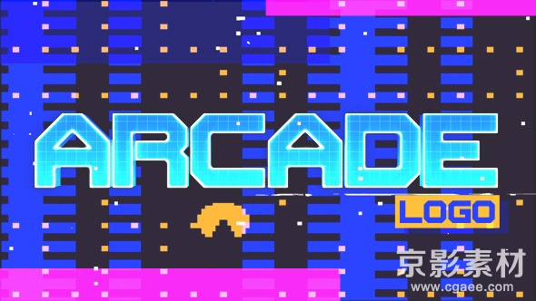 Apple Motion模板-Arcade Logo-街机像素Logo标志文字展示