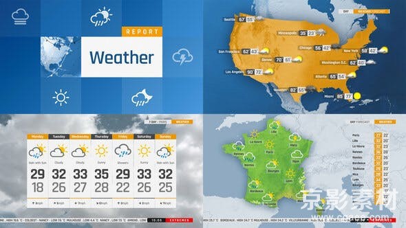 AE模板-全球天气预报图标场景元素工具包 The Complete World Weather Forecast ToolKit