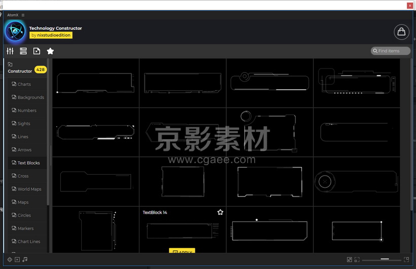 AE脚本-600个科技感HUD信息数据故障场景UI界面元素动画预设 Technology Constructor