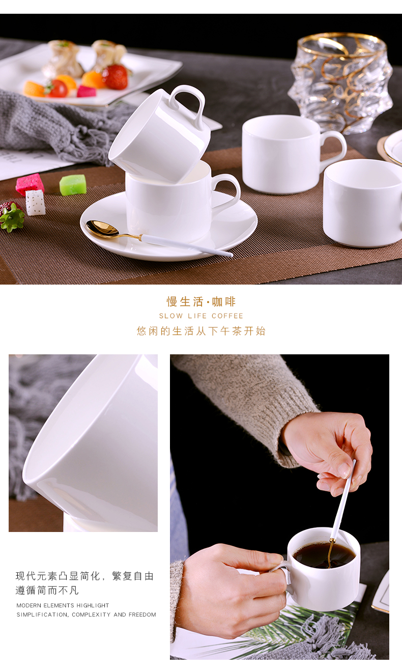 Pure white glass household jingdezhen ceramic cup coffee milk cup Europe type contracted coffee cups and saucers ipads China