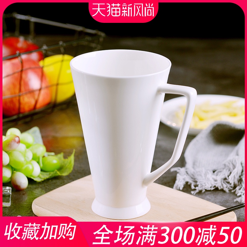 Under the glaze color pure white ipads porcelain high - capacity web celebrity beer household creative draft beers ceramic water in a cup with a handle