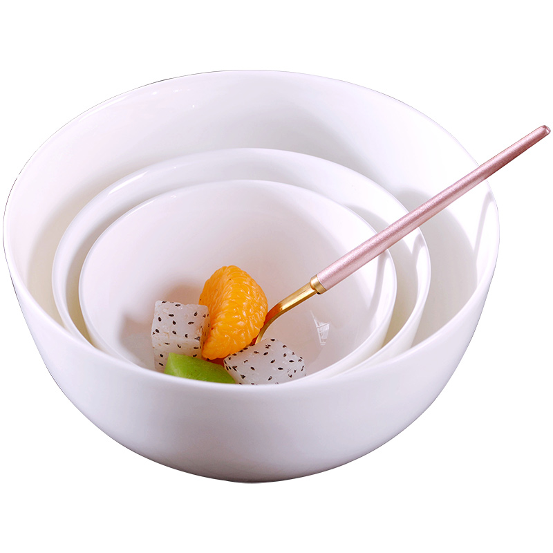 Jingdezhen domestic rice bowls set a single pure white ipads porcelain ceramic tableware creative rainbow such use Chinese large soup bowl