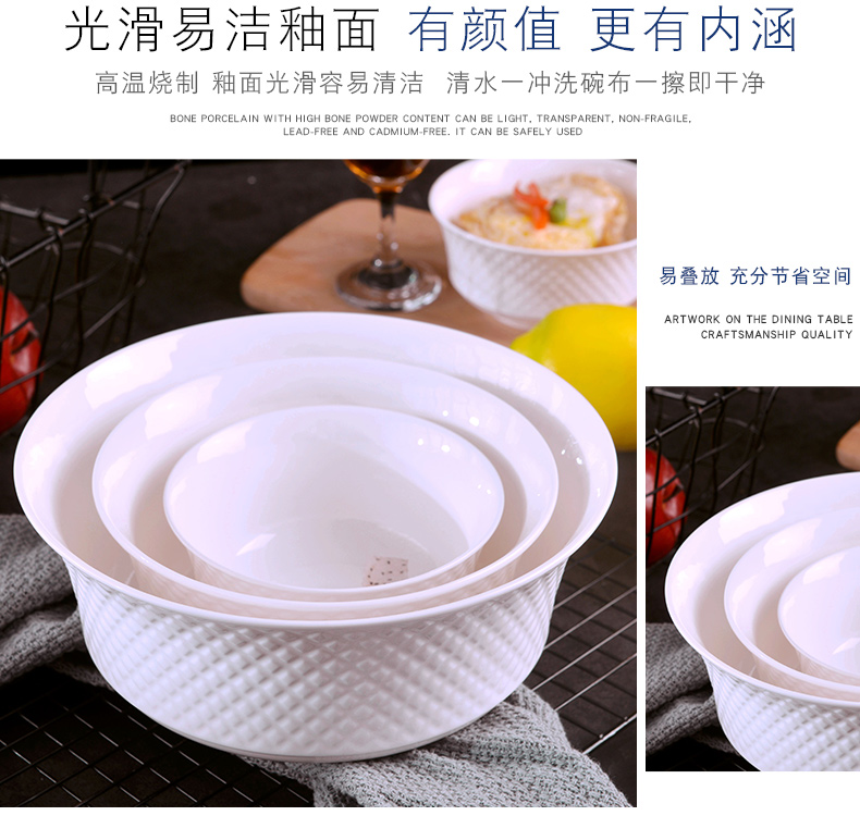 Jingdezhen under pure white ipads porcelain glaze color rainbow such as bowl suit household creative ceramic rice bowl size 8 inches soup bowl