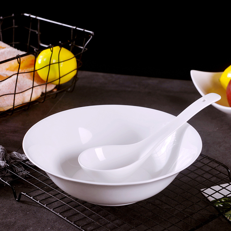 Pure white ipads porcelain jingdezhen large soup bowl creative household ceramic bowl suit single circular soup basin type