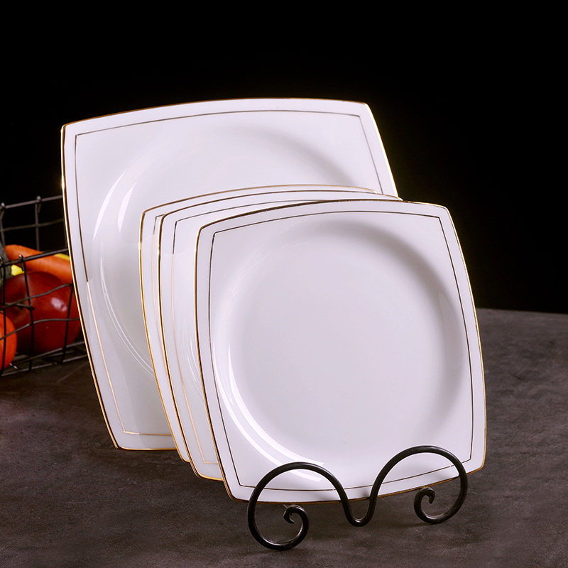 Jingdezhen ceramic checking gold 】 【 square plate creative European household Jin Bianping dish dish food dish