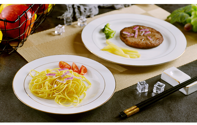 Web celebrity up phnom penh steak dishes home dinner plate ipads porcelain round flat suit European tableware breakfast tray