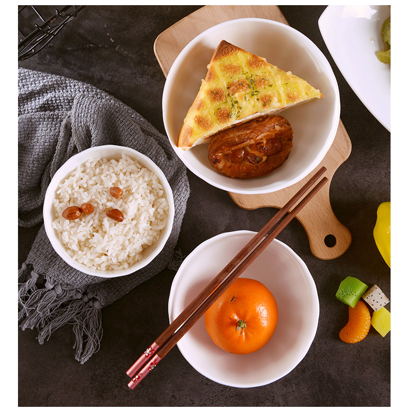 Household rice bowls bowl bowl ceramic bowl of pure white contracted bowl of jingdezhen ipads porcelain tableware instant noodles bowl of Chinese style