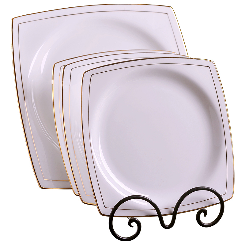 Jingdezhen ceramic checking gold 】 【 square plate creative European household Jin Bianping dish dish food dish