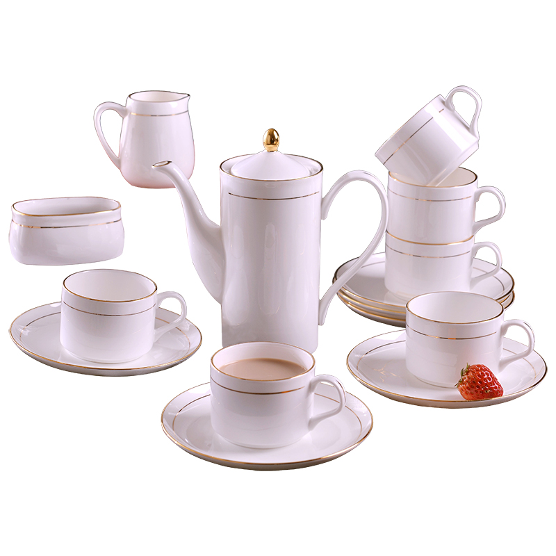 Jingdezhen manual gold 】 【 15 head of European style up phnom penh coffee set suit household ceramic coffee cups and saucers suit