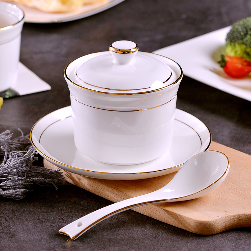 The Bird 's nest manual gold 】 【 steamed egg cup bowl shark fin soup bowl stew stew hose cover small household ceramic stew pot