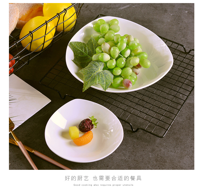 Jingdezhen deep pure white household salad bowl dish ipads porcelain dish dish plate triangle soup plate ceramic bowl pasta dish