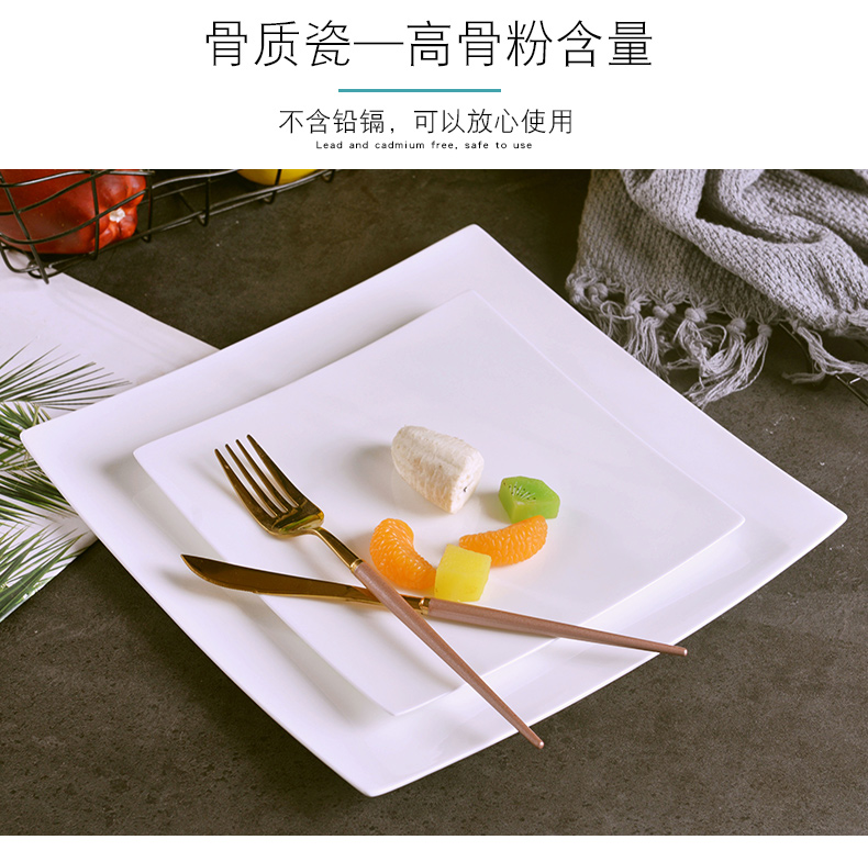 Ipads China pasta European - style jingdezhen ceramic plate pure white household square steak dinner plate plate flat