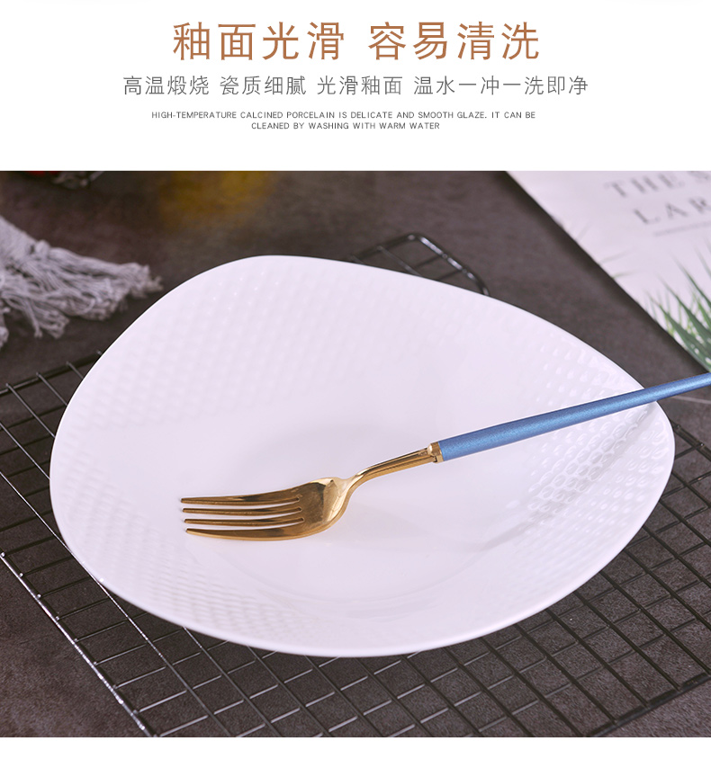 Jingdezhen home four pack 】 【 relief ipads porcelain triangle plate suit boreal Europe style is contracted ceramic deep dish