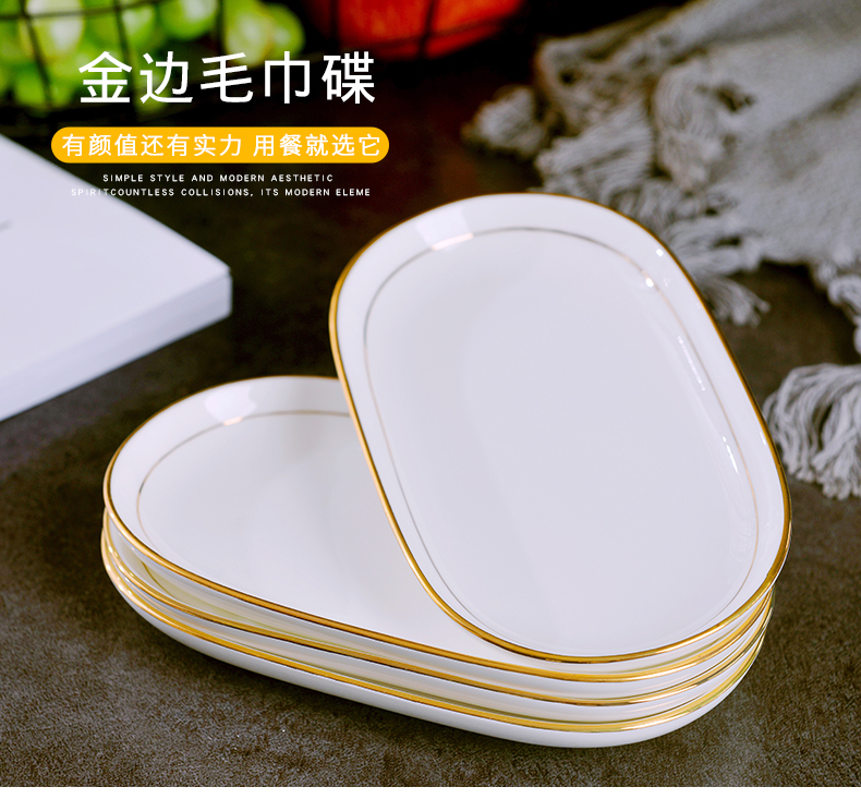 Jingdezhen ceramic towel up phnom penh dish creative household oval dessert plate hotel set up special ceramic plates