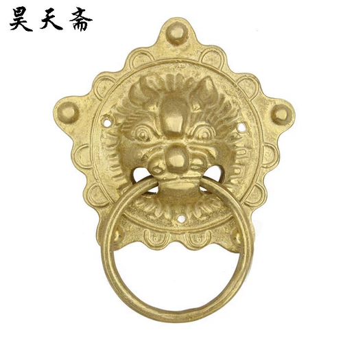 昊天斋 Siheyuan деревянная дверь -дверная голова тигра, антикварные ворота, наклонив первые ворота головы зверя и потянув старую модушную ручку головки льва