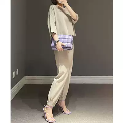 AnnaLemon high street custom fabric waffle air cotton high waist top casual pants set