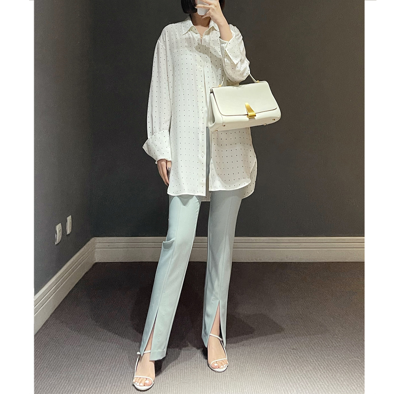 AnnaLemon High-end Digital Smoking Woman Crossed Black Suit Pants Trimming Legthin Middle High Waist