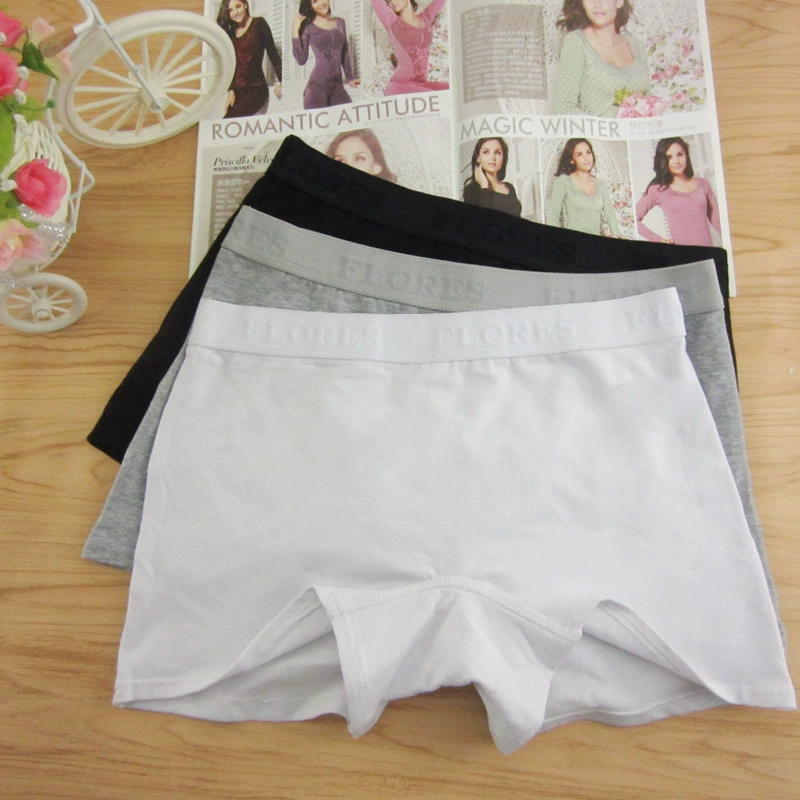 Quần lót nữ cotton ngắn giữa, túi màu, vải cotton hông, không có kích thước lớn, quần legging chống ánh sáng góc phẳng quần short nam unisex