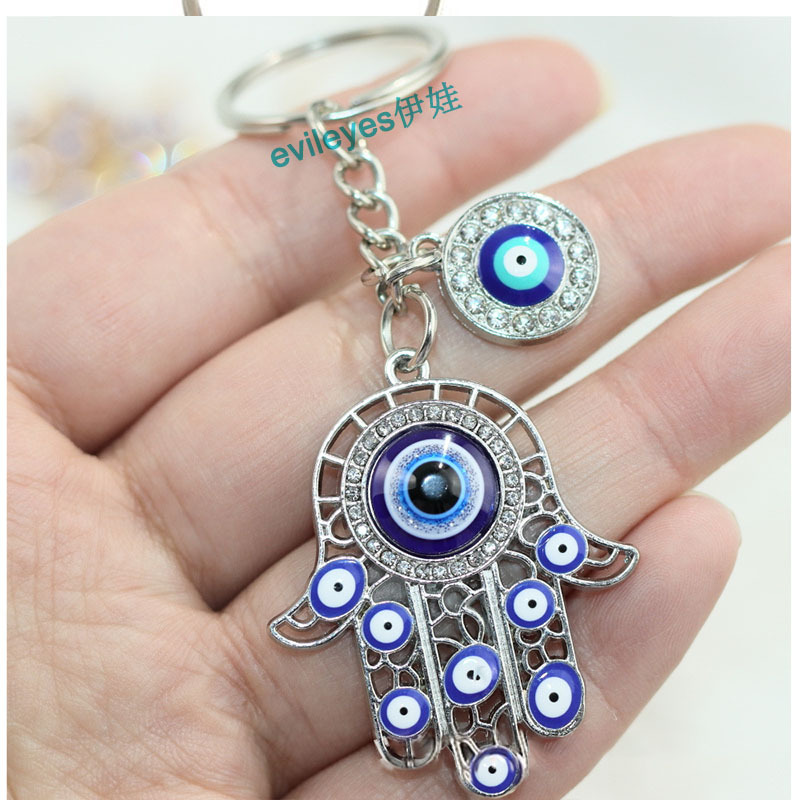 Hamsa Hand of Fatima Oil Drip Keychain Turkish Evil Eye Pendant Keychain Phone Charm