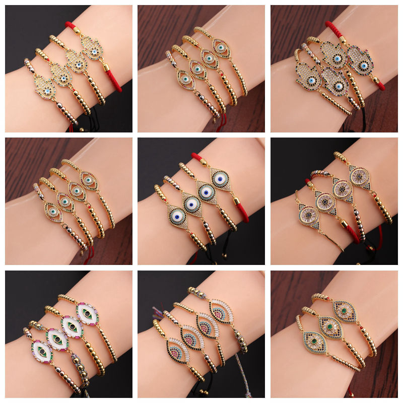 Evil Eye Turkish Evil Eye Bracelet Hamsa Fatima's Hand Blue Eye Drawstring Bracelet