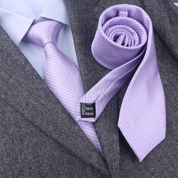 Handmade Silk Tie in Light Purple Twill for Men, Made of Mulberry Silk, Suitable for Business Formal Wear, High-End, 8cm