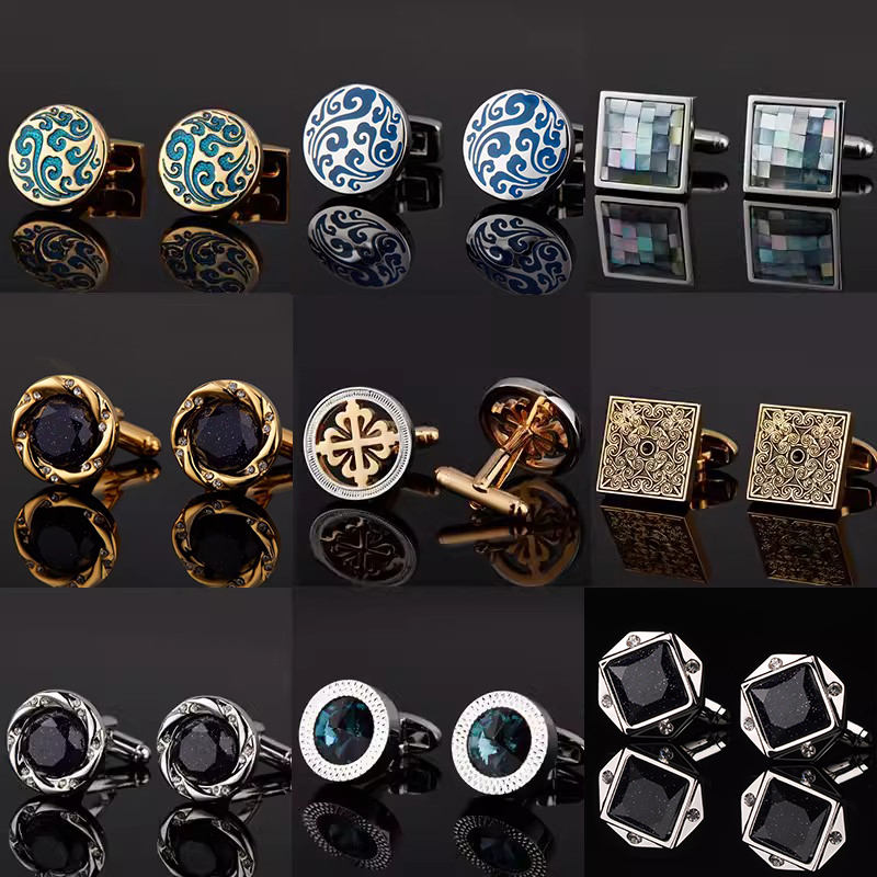 French Shirt Cufflinks, Men's Cuff Studs, Business French Buttons, Unisex High-End Gift Box Set