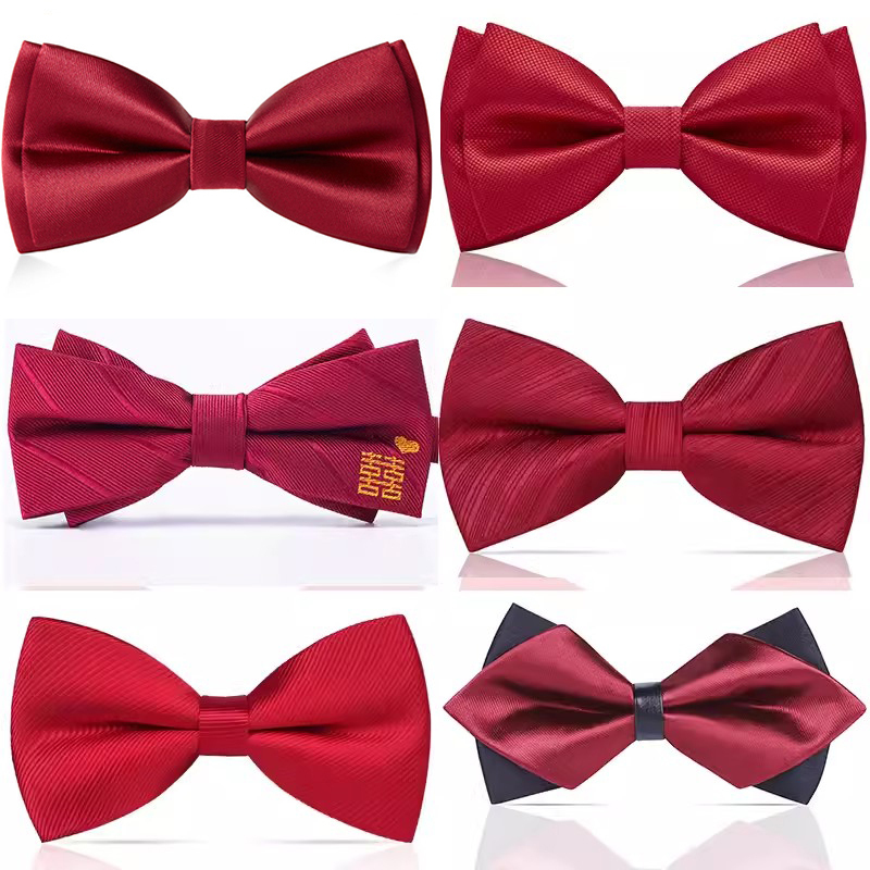 Leshang Korean-Style Groom's Wedding Best Man's Red Bow Tie British Wedding Formal Wear