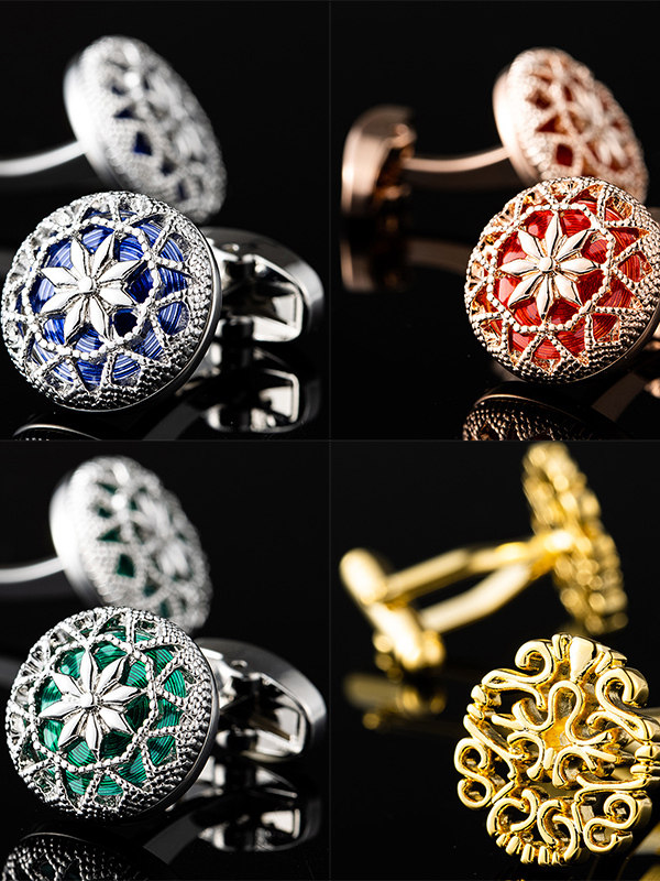 Dreamy Blue Gemstone Crystal Cufflinks for Men, Cuff Buttons for Men and Women, French Shirt Cuff Studs, Gift Box