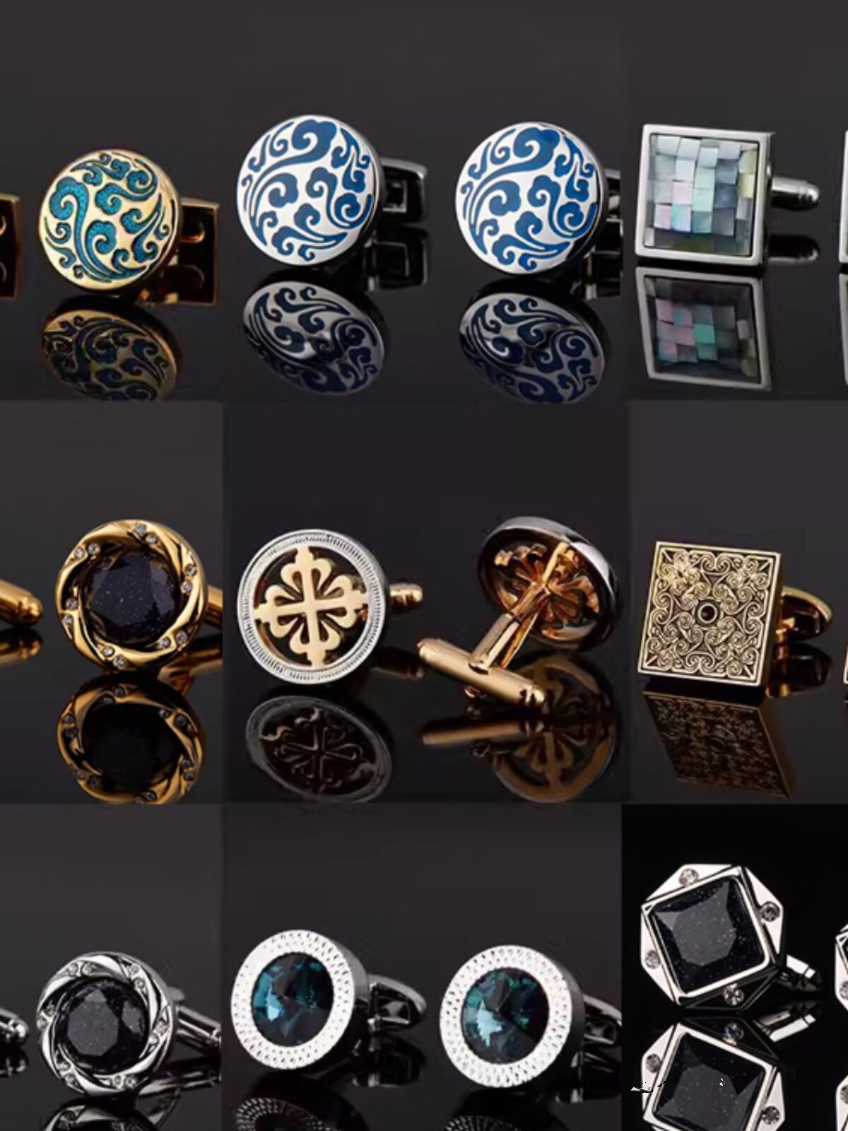 French Shirt Cufflinks, Men's Cuff Studs, Business French Buttons, Unisex High-End Gift Box Set