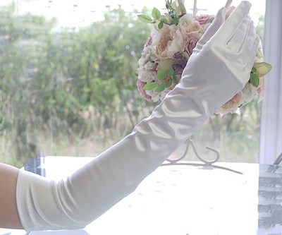 Super-long sun protection gloves glossy satin long version gloves bridal gown wedding gown gloves elastic satin long glove