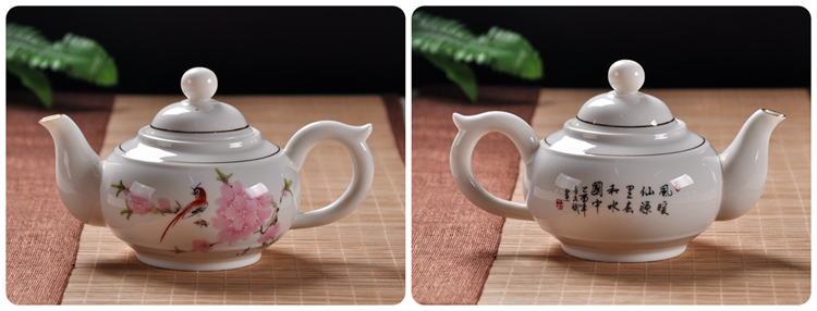 Jingdezhen ấm trà gốm lớn nhà hàng hiện đại nhà kungfu bộ với bộ lọc chịu nhiệt màu xanh và trắng sứ đơn - Trà sứ bộ ấm trà cối xay