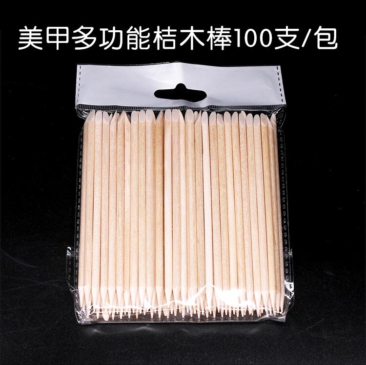 Nail Art Special Wooden Stick, Beech Dotting Pen, Orange Wood Stick for Cleaning Nail Gaps and Pushing Away Dead Skin, Dual-Purpose Wooden Stick, 100 Pieces