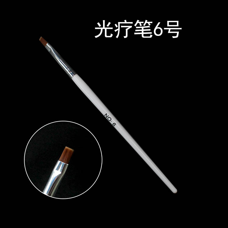 Dụng cụ làm móng bằng bút trị liệu nhẹ Số 6 Nail nhựa màu mở rộng gel gel đầu bàn chải phẳng bàn chải bút miệng - Công cụ Nail giũa móng tay