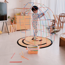 Grif|Korean spatial thinking early education toys hose straw building blocks insert 4d building to build parent-child interaction