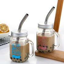 Thick straw glass Cock cup Milk tea cup Korean personality water cup creative trend can suck pearl cup