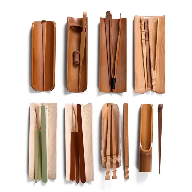 Tea Art Ornament Bamboo Carving Tea Two-piece Set Tea Lotus Tea Clip Tea Needle Tea Dial Tea Set Tea Ceremony Six Gentlemen Tea Throwing Set