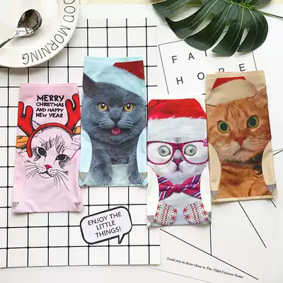 (4 hardcover) Christmas cat sexy buttocks student cute girl piece Ice Silk seamless underwear female