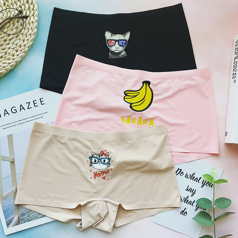 3 safety pants for anti-walking light female summer ice silk without marks and cute mid-waist not curl corner flat corner beating bottom pure cotton crotch