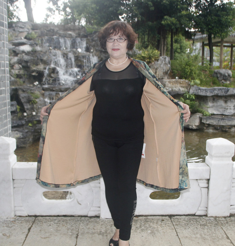 Осенний длинный плащ, куртка для матери, для среднего возраста, средней длины, большой размер Jane edge 