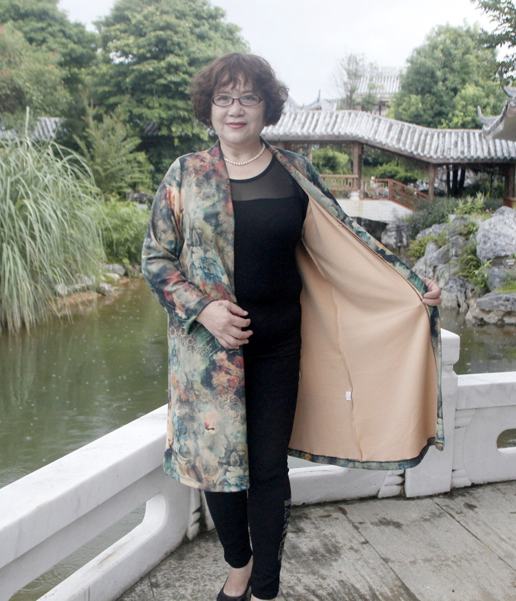 Осенний длинный плащ, куртка для матери, для среднего возраста, средней длины, большой размер Jane edge 