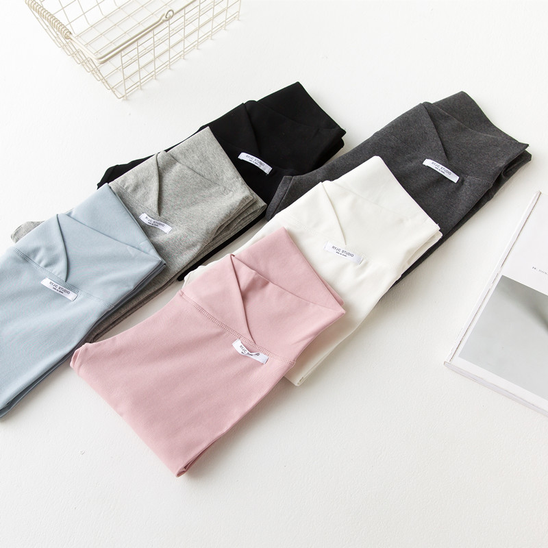 Summer Thin Cross-Waist Low-Rise Maternity Leggings, Spring and Autumn Outerwear, Pure Cotton High-Waist Elastic Belly Support Pants, Stretchy Long Pants